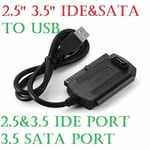 2.5 3.5 SATA IDE to USB Adapter Cable Lead For Hard Disk Drive HDD CD DVD RW Rom