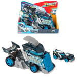 T-RACERS MIX´N RACE Ice Launcher Truck – Launcher truck with ice details. Includes 1 exclusive T-Racers vehicle - press the trigger to launch. Compatible with other T-Racers Mix ´N Race