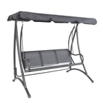 3 Seater Outdoor Swing Seat Bench Chair Hammock w/ Canopy -Grey