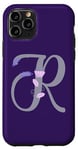 Coque pour iPhone 11 Pro Purple Elegant Floral Monogramme Lettre R Violet
