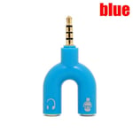 3.5mm Audio Splitter Male To 2 Female Y Adapter Blue 1pc