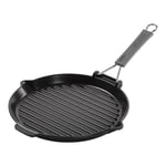 Staub Grill Pans 28 cm round Cast iron pan with pouring spout black