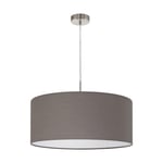 Pendant Light Colour Satin Nickel Shade Anthracite Brown Fabric Bulb E27 1x60W