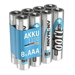 ANSMANN AAA Rechargeable Batteries [Pack of 8] 1100 mAh NiMH High Capacity AAA Type Size Battery For Cordless Phone Handsets, Toys, Digital Cameras, Solar Lights & Game Consoles