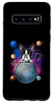 Coque pour Galaxy S10 Boston Terrier On The Moon Galaxy Funny Dog In Space Puppy