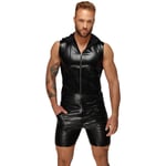 Noir Handmade Men Snake Wetlook Zip-up Topp - Svart - S