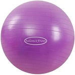 BalanceFrom Ballon d'exercice Anti-éclatement et antidérapant pour Yoga, Fitness, Accouchement avec Pompe Rapide, capacité de 907 kg (38-45 cm, S, Violet)