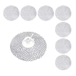 Set of 8 Round Placemats, Washable Heat Resistant Dining Place Mat, Crossweave Woven Vinyl PVC Table Mats, Coasters for Garden BBQ Outdoor
