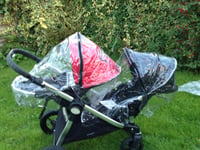 PVC Raincovers x 2 fit Baby Jogger City Select twin tandem Rain Pram Pushchair  