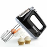 Geepas 5 Speed Hand Held Food Mixer With Electric Whisk Egg Beaters Dough Hooks 