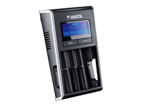 Varta LCD Dual Tech Charger - Batterilader - (for 4xAA/4xAAA/4x18650/4xRCR123A) + AC-strømadapter - 1 A (4-pins mini USB-type A)
