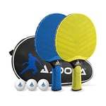 JOOLA Set de Raquette de Ping Pong Vivid Outdoor 2 Batttes + 3 Balles + 1 Housse Portable de Tennis de Table, Lime/Bleu, 6 pcs