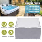 DYHQQ Silver Waterproof Weather Resistant Full Protection Cover Square Outdoor Spa Hot Tub Cover,244×244×90cm