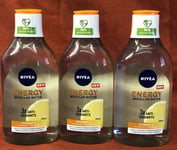 3 X Nivea Energy Micellar Water 3x Anti-Oxidants Vitamin C 400ml