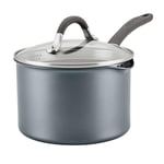 Circulon Scratch Defense Non Stick Saucepan with Lid 18cm - 2.8L Induction Saucepan with Straining Lid & Pouring Rims, Dishwasher & Oven Safe Cookware, Graphite Pewter Finish