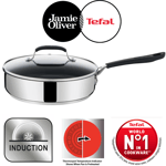 Tefal Jamie Oliver 25cm Saute Pan & Lid Stay Cool Handle, S/S,All Hobs,CLEARANCE