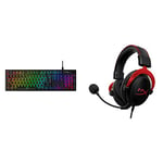 HyperX HX-KB6RDX-FR Alloy Origins, Clavier Gaming mécanique RGB, Red switches (AZERTY) & KHX-HSCP-RD Cloud II - Casque Gaming avec Micro pour PC/PS4/Mac, Rouge