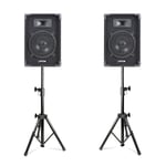 Pair MAX8PAIR Passive 8" Home DJ Disco Bedroom Party Speakers w/ Stands 400W