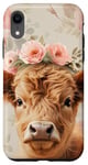 iPhone XR Spring, Highland Cow | Elegant Highland Cow, Floral Pastel Case