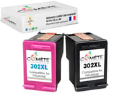 2 Cartouches compatibles HP 302XL Noir+Couleur