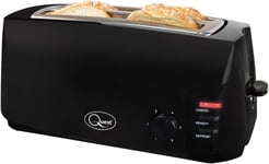Quest 4 Slice Toaster Black - Extra Wide Long Slots for Crumpets and