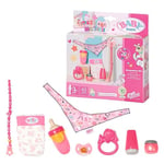 BABY Born Starter Set 832851 - Accesories for BABY Born Dolls For Toddlers - Includes Magic Eyes Dummy & Dummy Chain, Nappy, Ring Toy, Powder Bottle, Cream Tube, Bottle & Neckerchief