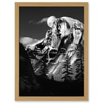 Artery8 Moonrise Behind Half Dome High Contrast Black White Photograph Yosemite National Park Full Moon and Mountain Forest Landscape Artwork Framed Wall Art Print A4