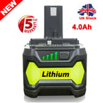 18V 4.0Ah Lithium Ion Battery For Ryobi P108 One Plus P104 RB18L50 RB18L40 P102