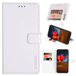 Oppo A72 Premium Leather Wallet Case [Card Slots] [Kickstand] [Magnetic Buckle] Flip Folio Cover for Oppo A72 Smartphone(White)
