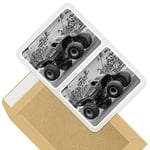 2 x Rectangle Stickers 10cm BW - Monster Truck Rally 4x4 #37361