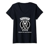 Womens Melanoma Skin Cancer Awareness Ribbon Survivor Remission V-Neck T-Shirt
