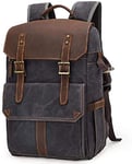 Camera Backpack, Large Capacity Front Open Waterproof Anti-shock SLR/Camera Rucksack Camera Travel Bag Professional Camera Bag,Khaki (Color : Dark Gray, Size : Dark Gray)