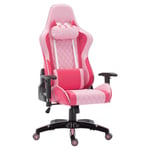 Wahson PU Leather Gaming Chair, Computer Game Chair Ergonomic Reclining Racing Chair for PC Office Desk Chair with Cat-Shape Headrest and Lumbar Support (Pink)