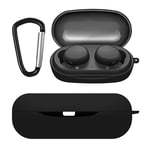 Geekria Silicone Case Cover Compatible with Sony WF-XB700 EXTRA BASS True Wireless Earbuds Protective Charger Carrying Case, Wireless Earphones Skin Cover with Keychain Hook (Black)