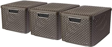 CURVER Style Storage Box Set Plastic Dark Brown 7L/18L/30L