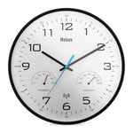 Mebus Horloge Murale Radio-pilotée Moderne avec Affichage de la température et de l'humidité, 30 cm, Horloge Radio-pilotée, Salon, Horloge de Cuisine/Modèle : 52840 / Couleur : Noir