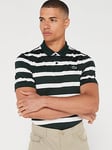 Lacoste Golf Block Stripe Polo Shirt - White/Black, Black, Size S, Men