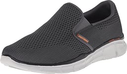 Skechers Homme Equalizer Double Play Wide Chaussures de Fitness, Gris Anthracite/Orange, 41.5 EU Large