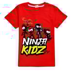 Ninja Kidz Barn T-shirt Sommar Casual Kortärmad Tryckt Tee Toppar Fans Pojkar Flickor Jul Födelsedagspresent Red 130cm