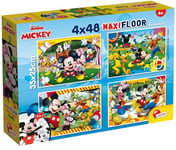 Lisciani - Disney Puzzle Mickey Mouse - 4 Puzzles de 48 Pièces - Double Face - Verso A Colorier - Jeu Educatif - A partir de 4 ans