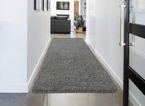 Soft Shaggy Washing Machine Natural Non-Slip Rugs/Carpet/Mats Round Hallway Runner Mat Set 30mm Thickness (Grey, 150 x 220 cm)