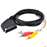 kenable Scart Plug In/Out to Red White Yellow RCA 3 x Phono Plugs AV Cable 2m [2 metres]