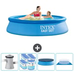 Intex Pyöreä puhallettava Easy Set uima-allas - 244 x 61 cm - Sininen - Sisältää pumpun Suodattimet - Peite - Groundsheet Tarvikkeet Mukaan Lukien CB