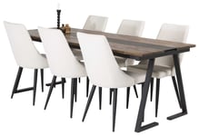 Venture Design Jakarta & Leone matgrupp Natur/beige 6 st stolar & bord 200 x 90 cm