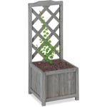 Relaxdays - Jardinière avec treillis espalier Tuteur plantes grimpantes bac à fleurs bois vigne lierre 20L, 90cm, gris