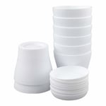 Förpackning med 8 blomkrukor på 10 cm med hål, små kaktus krukor, runda plast krukor, blomkruka med fat för kontor balkong, färgglada white