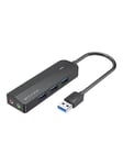 Vention USB 3.0 hub with 3 ports sound card and power supply 0.15m black USB hub - USB 3.0 - 3 ports - Sort
