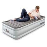 Bestway Queen Double Single Size Air bed | Built-in Electric Pump, Fast Inflation, Wave Beam Support Mattress with Storage Bag, Grey