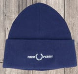 Fred Perry Navy Turn Up Classic Beanie Hat One Size  Unisex New Tags C4114