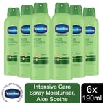 Vaseline Intensive Care Spray Moisturizer, Aloe Soothe, 6 Pack, 190ml